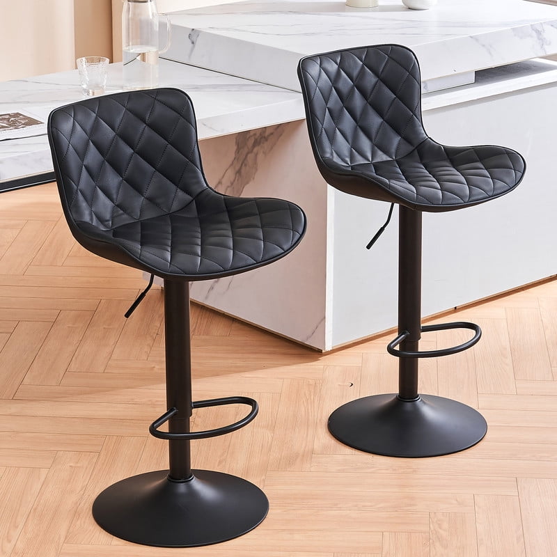 Kidol&Shellder Bar Stools Set of 2 Black Adjustable Swivel High Back