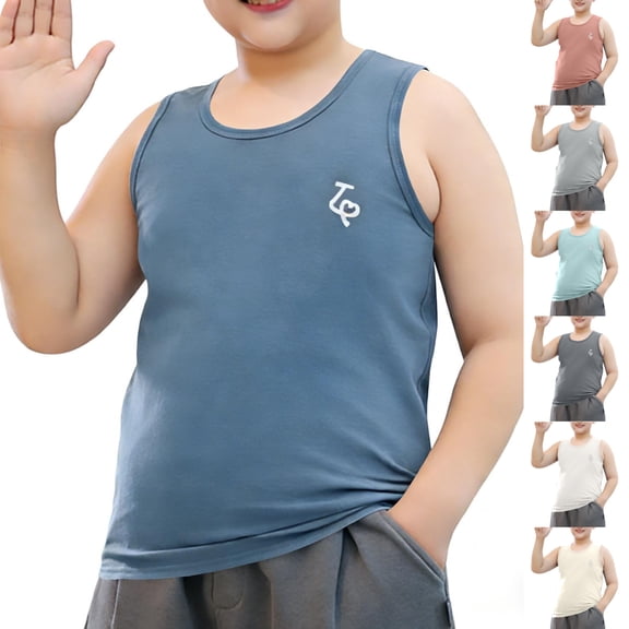 SGFCWSX Boys Sleeveless Tank Tops Kids Comfort Casual Everyday Wear Print Top Blue Size 9-10Years