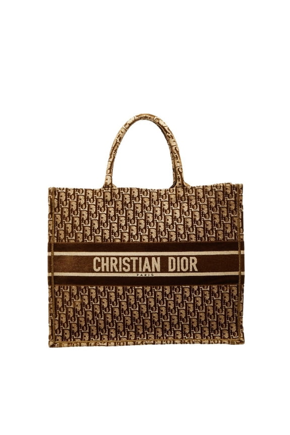 Pre-Owned Christian Dior Dior Oblique Book Tote Large Bag in Brown Velvet for Women (Good)