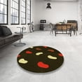 thumbnail image 4 of Ahgly Company Machine Washable Indoor Round Transitional Black Brown Area Rugs, 7' Round, 4 of 7