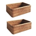 thumbnail image 1 of 2X Cesta de Mimbre de Ratán Rectangular Tejida Una Mano, Té de Frutas, Aperitivo, Pan, Picnic, Caja de Almacenamiento de Cosméticos, Utensilios de Cocina para El Hogar-L, 1 of 5