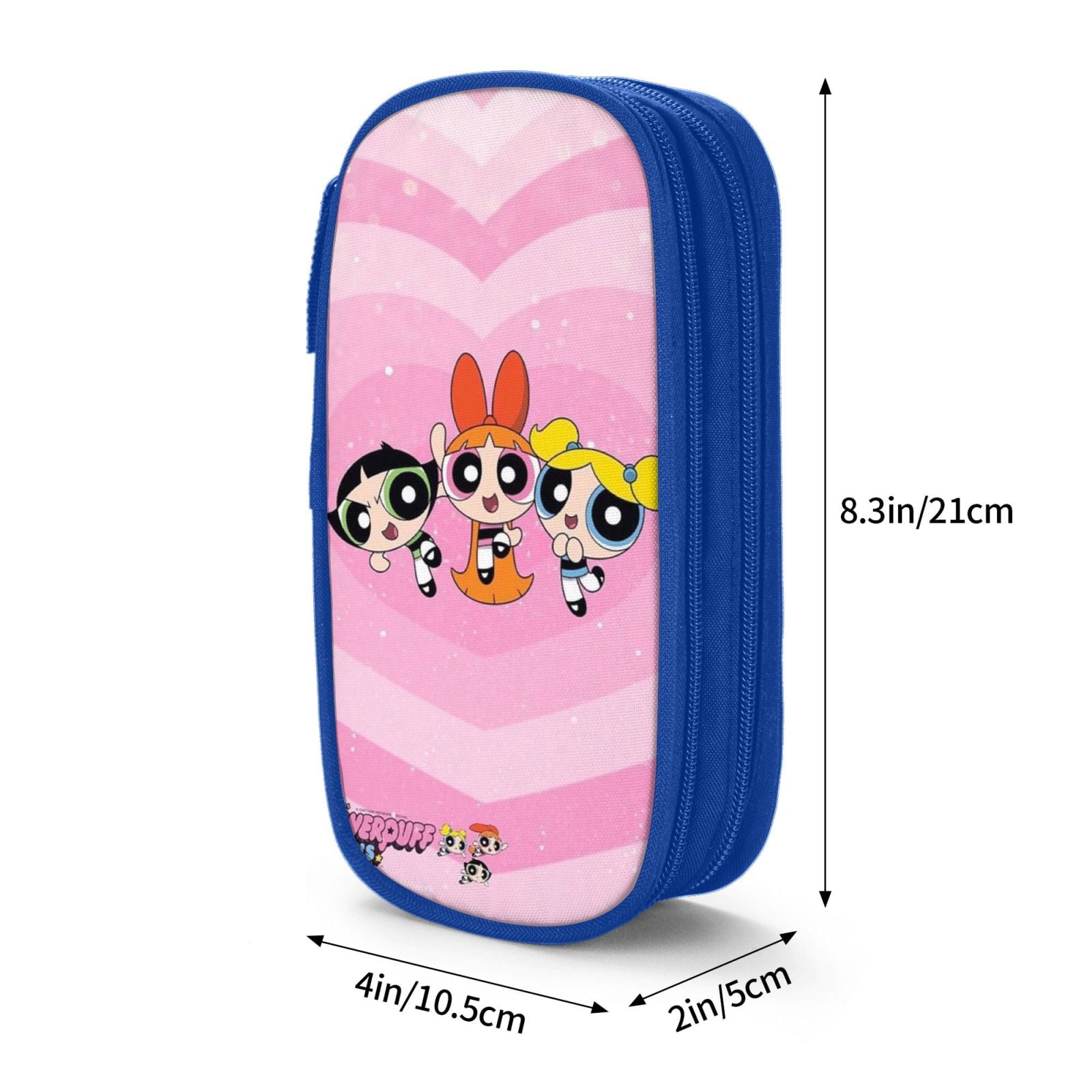 The Powerpuff Gi-rls Pencil Case Large Capacity Pencil Pouch Penbag Office Stationery Organizer Travel Makeup Bag Blue