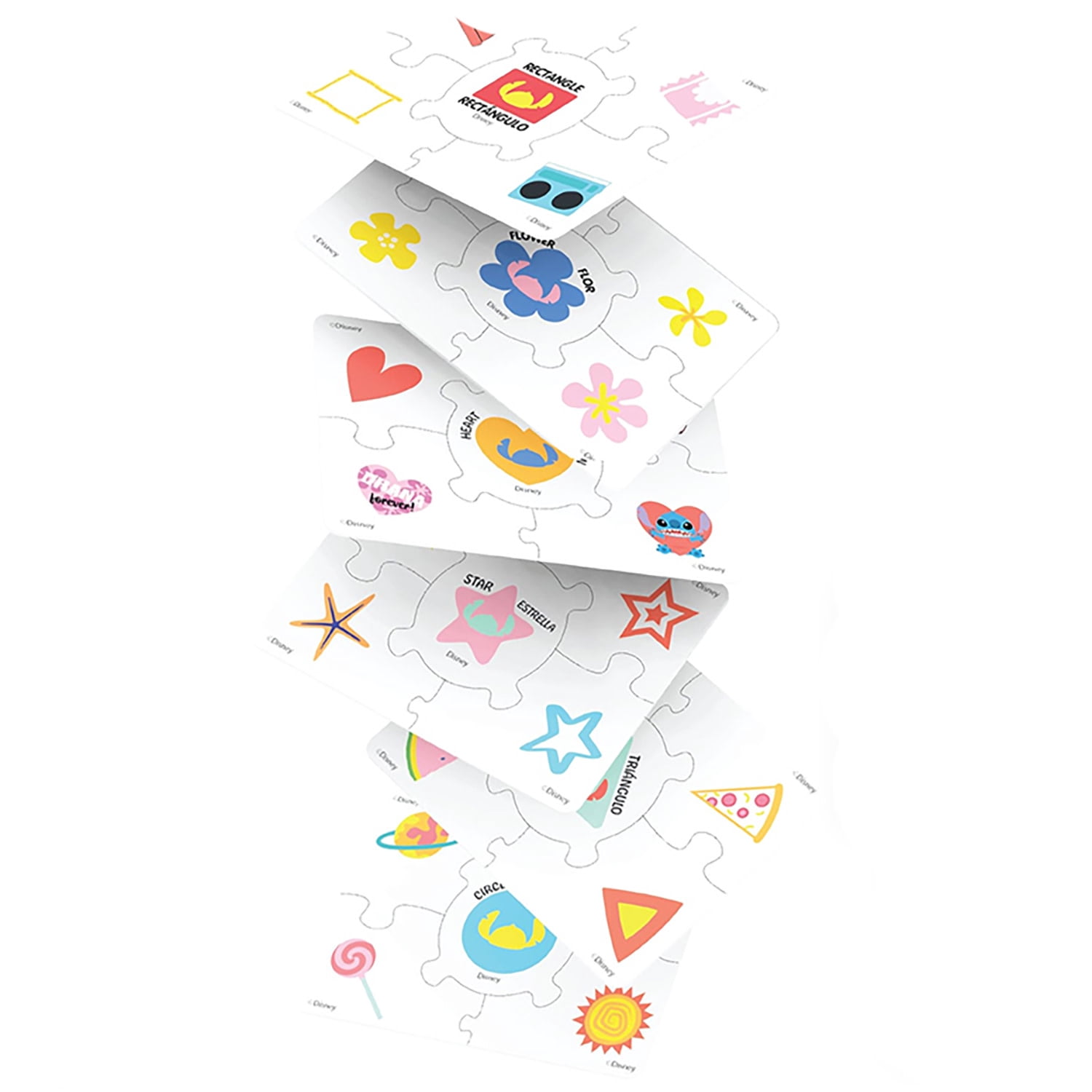 Disney: Stitch Educational Games - Set Of 9 - Play Based Learning, Wooden Puzzles, Bilingual Flash Cards, Numbers-Colors-Shapes-More, Toy Kit, Kids 3+