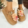 thumbnail image 4 of Platform Snow Boots for Women Cute Christmas Matching Slippers Xmas Raindeer Decor Fuzzy Winter Ankle Booties, 4 of 7