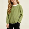 thumbnail image 3 of Rrxhxhs Cardigan for Girls Solid Color Crew Neck Button Front Long Sleeve Loose Casual Sweater Cover Up, 3 of 8