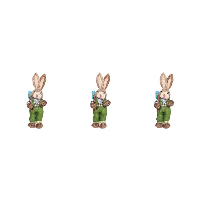 Monstrate Straw Rabbit Easter Farmer Bunny Figure w/Carrot for Wedding Party Decor Type1