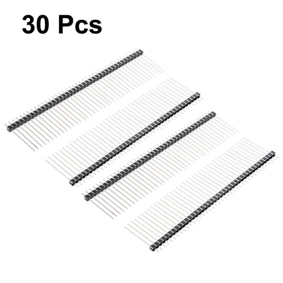 30Pcs 2.54mm Pitch 40-Pin 25mm Length 1 Row Straight Connector Pin Header Strip