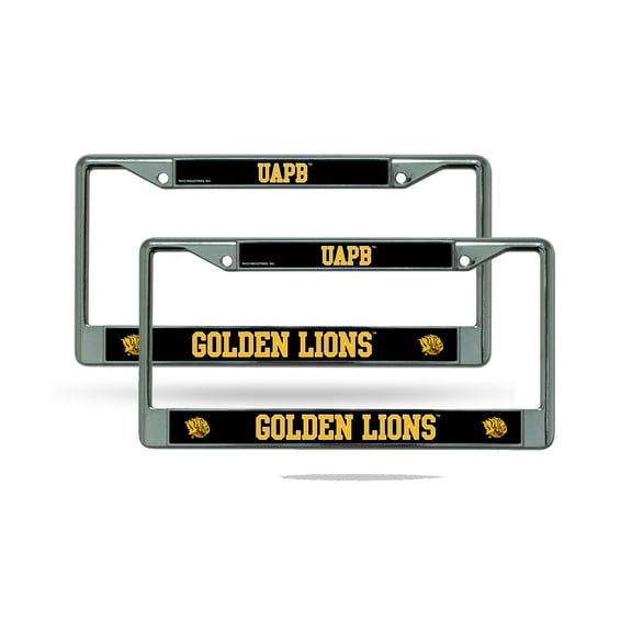 Arkansas Pine Bluff Golden Lions NCAA Chrome Metal (2) License Plate Frame Set