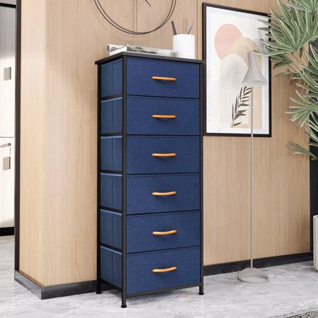 Vredhom Blue 6 Drawers Vertical Storage Fabric Dresser