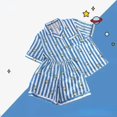 thumbnail image 3 of Pijamas a rayas con estampado de dibujos animados para mujer, ropa de dormir Kawaii, ropa de dormir bonita, conjuntos de ropa de estar por casa cómoda, primavera y verano, 3 of 4