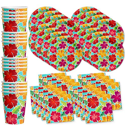 5 x 5 Sun-Sational Summer Luau Party Sophisticated Hibiscus Beverage Napkins Tableware Pack of 36 Paper