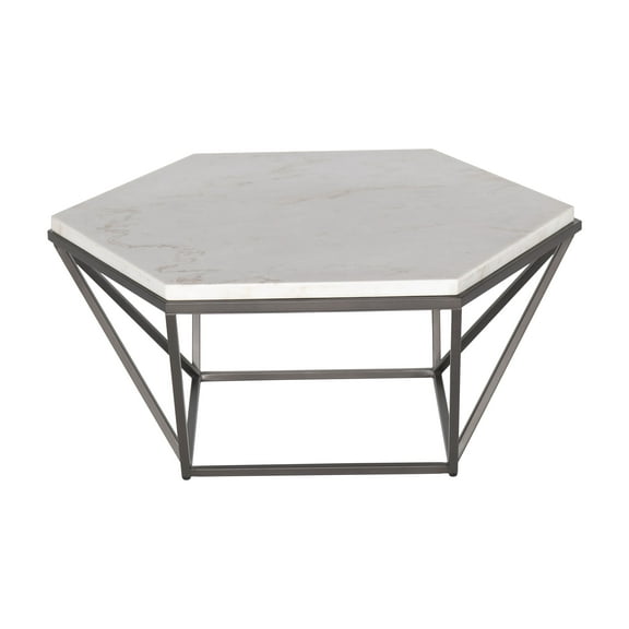Corvus - White Marble Top Hexagon - White