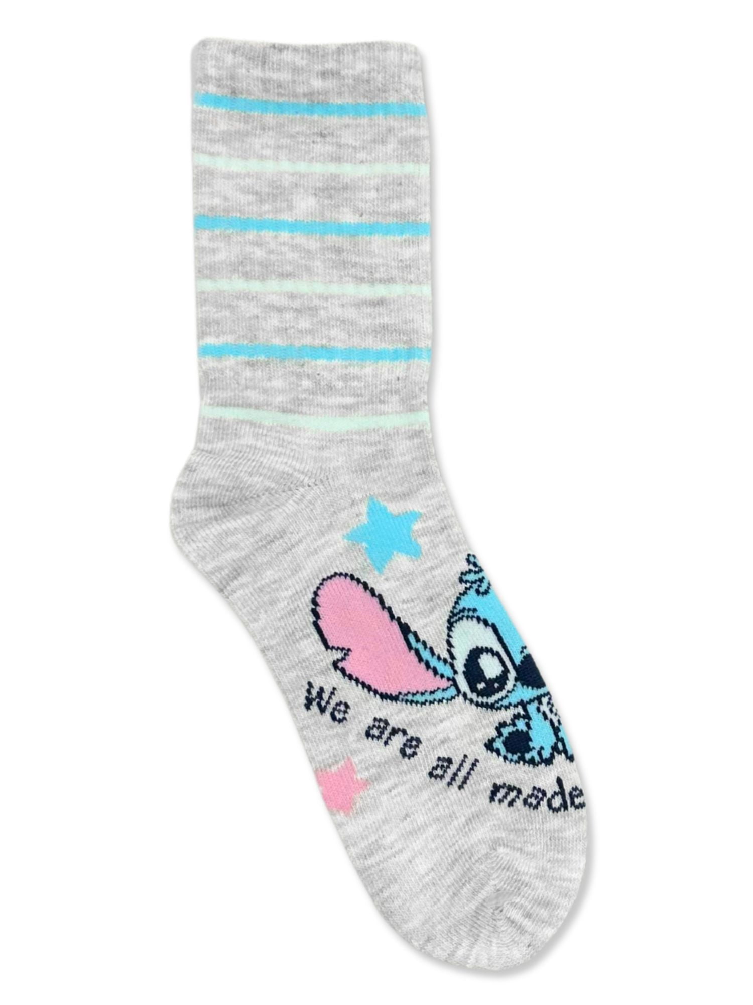 Disney Stitch Girls Mid-Crew Socks, 3-Pack, Sizes S/M-M/L