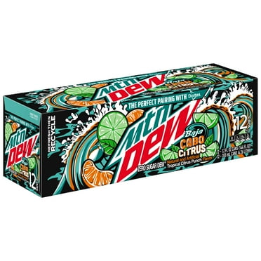 Mountain Dew Zero Sugar Baja Blast Soda Cabo Citrus, 12 fl oz 12 Pack Cans