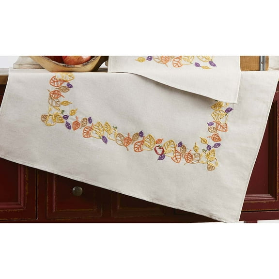 Nob Hill™ Autumn Leaves Table Topper Stamped Embroidery Kit