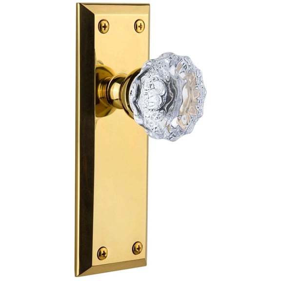 Grandeur Favfon_Prv_238 Fifth Avenue Solid Brass Rose Privacy Door Knob Set - Brass