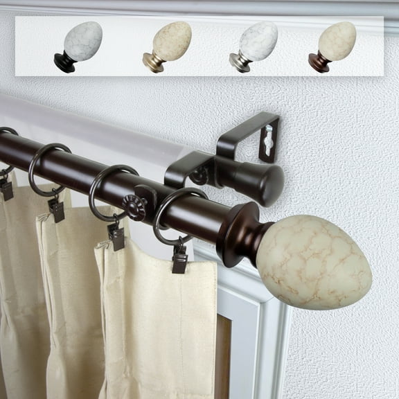 Domovina Ness 1" Double Curtain Rod-Color:Bronze,Size:28-48"