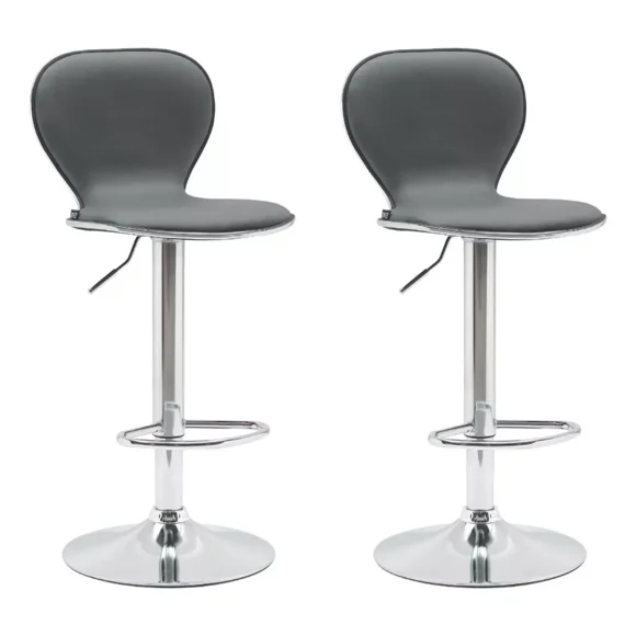 Set 2 Bancos Giratorios con Respaldo Alto Barra Desayunador Cocina color Gris