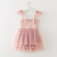 thumbnail image 4 of CUZIBR Toddler Girls Dress Lace Up Spaghetti Strap Sleeveless Big Bow Tiered Layered Solid Color High Waist Dresses Clothes,Pink,12-18 Months, 4 of 7