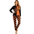 thumbnail image 2 of Halloween Pajamas, Family Pajamas Matching Sets, Halloween Matching Family Pajamas Black Orange Skeleton Print Long Sleeve 2 Piece Pj Set Spooky Sleepwear Nightwear Loungewear Gothic Family Photos, 2 of 5