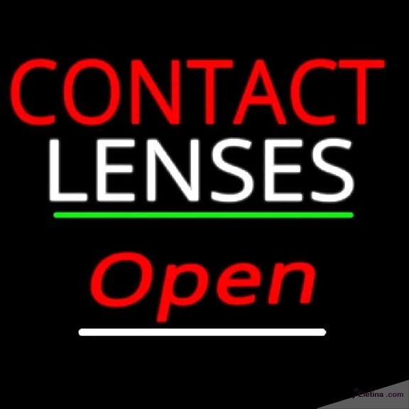 Neon Signs for Wall Decor Contact Lenses Open Green Line Handmade Art Sign Neon Led Tubing16x20inch