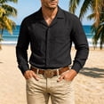 thumbnail image 2 of Vetsdori Button Up Tops for Men Pocket Linen Work Long Sleeve Casual Winter Stylish Plain Mens Shirts, 2 of 9