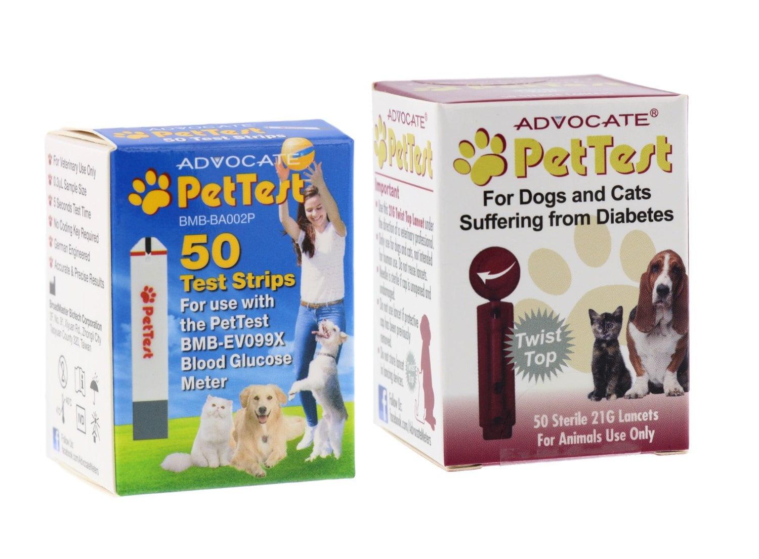 Advocate PetTest Blood Glucose Test Strips & 21G Twist Top Sterile