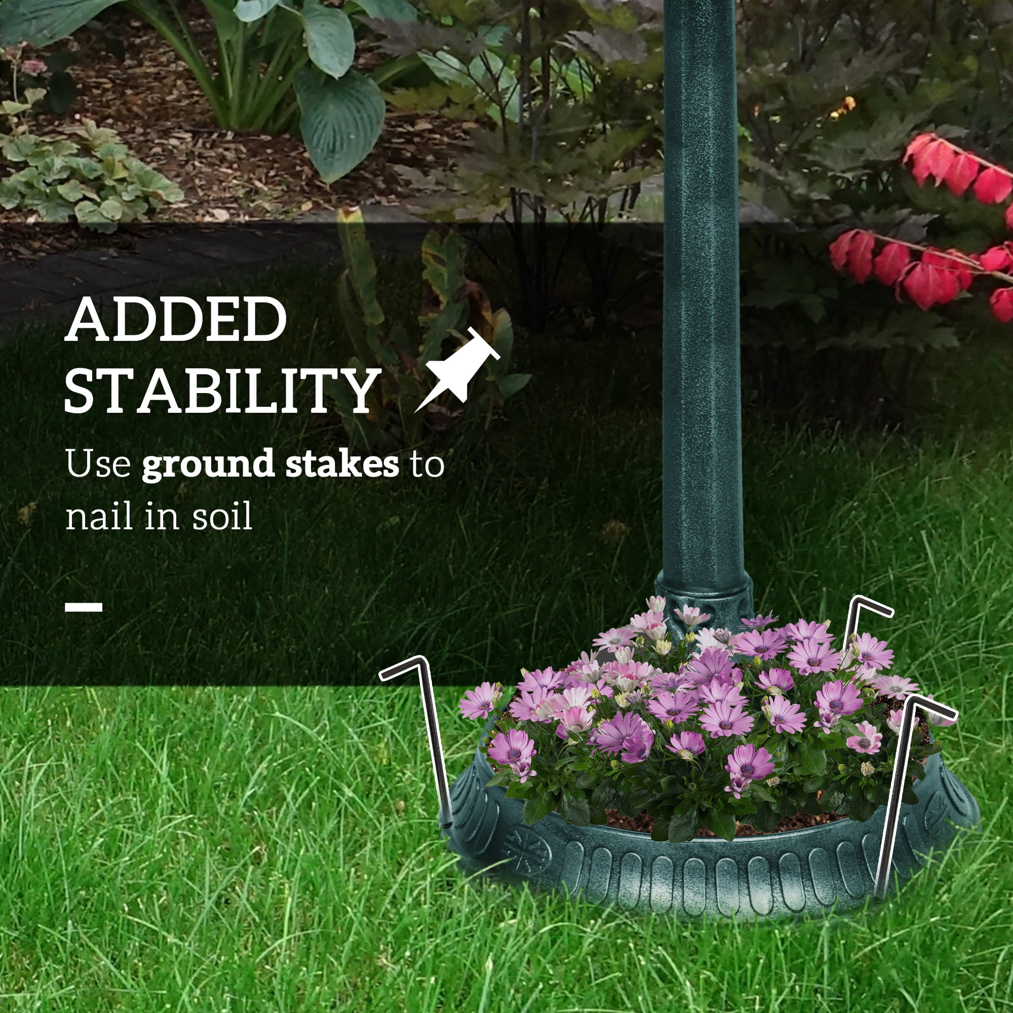 Outsunny Antique Bird Bath with Planter Pedestal, Vintage Decorative Birdbath, Bird Feeder Bowl, Verdigris