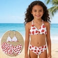 thumbnail image 4 of HOWPAY Girls Swimsuit Tropical Print Sleeveless Tankini Bikini Bottoms Bathing Suit with Cover up Skirt Summer Vacation 2 Piece Swimwear Red, 4 of 9
