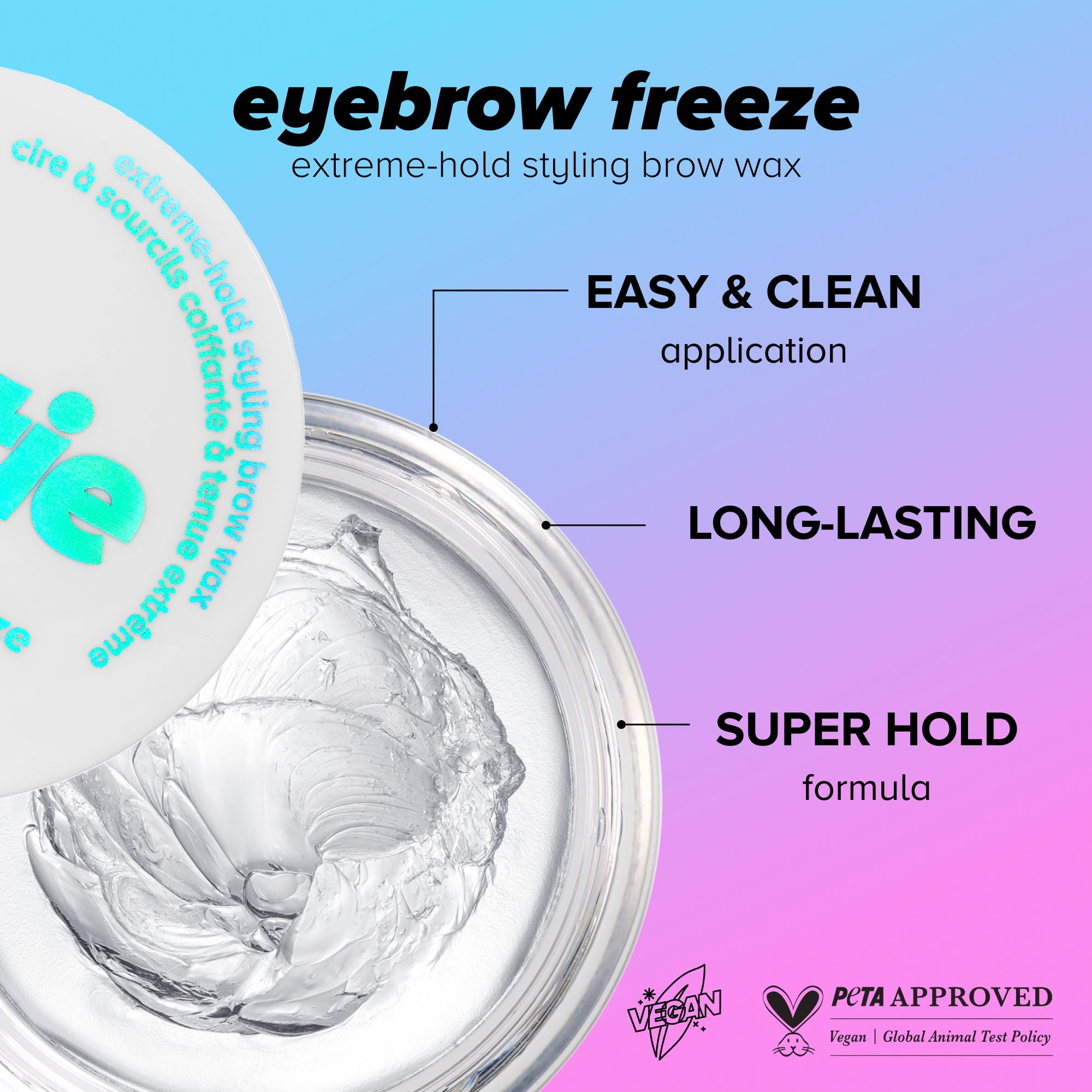 Lottie London Everybrow Freeze Brow Enhancer, Extreme-Hold Styling Brow Wax, Clear, 0.21 oz