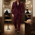 thumbnail image 2 of IWRICH Men's Sequin Suits Slim Fit One Button Tuxedo Suit Jacket Dress Pants Sparkle Blazer 2 Piece Sets for Party Wedding Prom Red XL, 2 of 8
