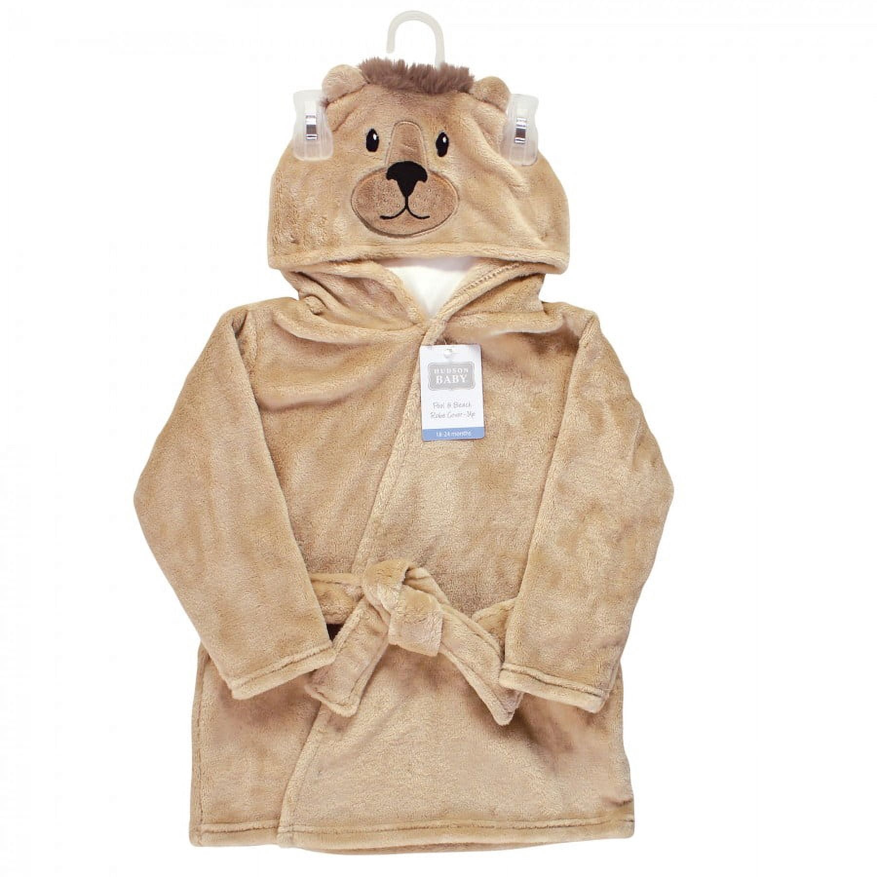Hudson Baby Infant Boy Plush Pool and Beach Robe Cover-ups, Lion, 6-12 Months