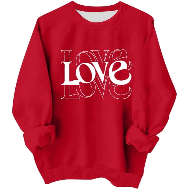 Sudadera sin capucha para niñas, cuello redondo, sudadera extragrande, estampado de San Valentín, manga larga, para niñas de 1 a 15 años