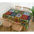 thumbnail image 2 of Mexican Talavera Ceramic Tile Tablecloth Rectangle Table Cover for Dia De Los Muertos Day of The Dead Birthday Party Decoration Home Dinner Kitchen Table Decor-60×84inch, 2 of 5