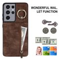 thumbnail image 2 of Nalacover for Samsung S21 Ultra, Wallet with RFID Credit Card Holder and Zipper Pocket,Drop Protection Flip Cover Ring Holder Kickstand with Double Magnetic Clasp for Samsung Galaxy S21 Ultra, Brown, 2 of 10