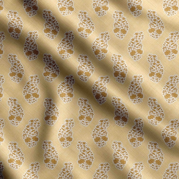 Soimoi Asian Paisley Print,Cotton Cambric, Quilting Fabric Sold by The Yard 42 Inch Wide, Medium Weight Cotton Fabric, SewingSupplies,Light Yellow