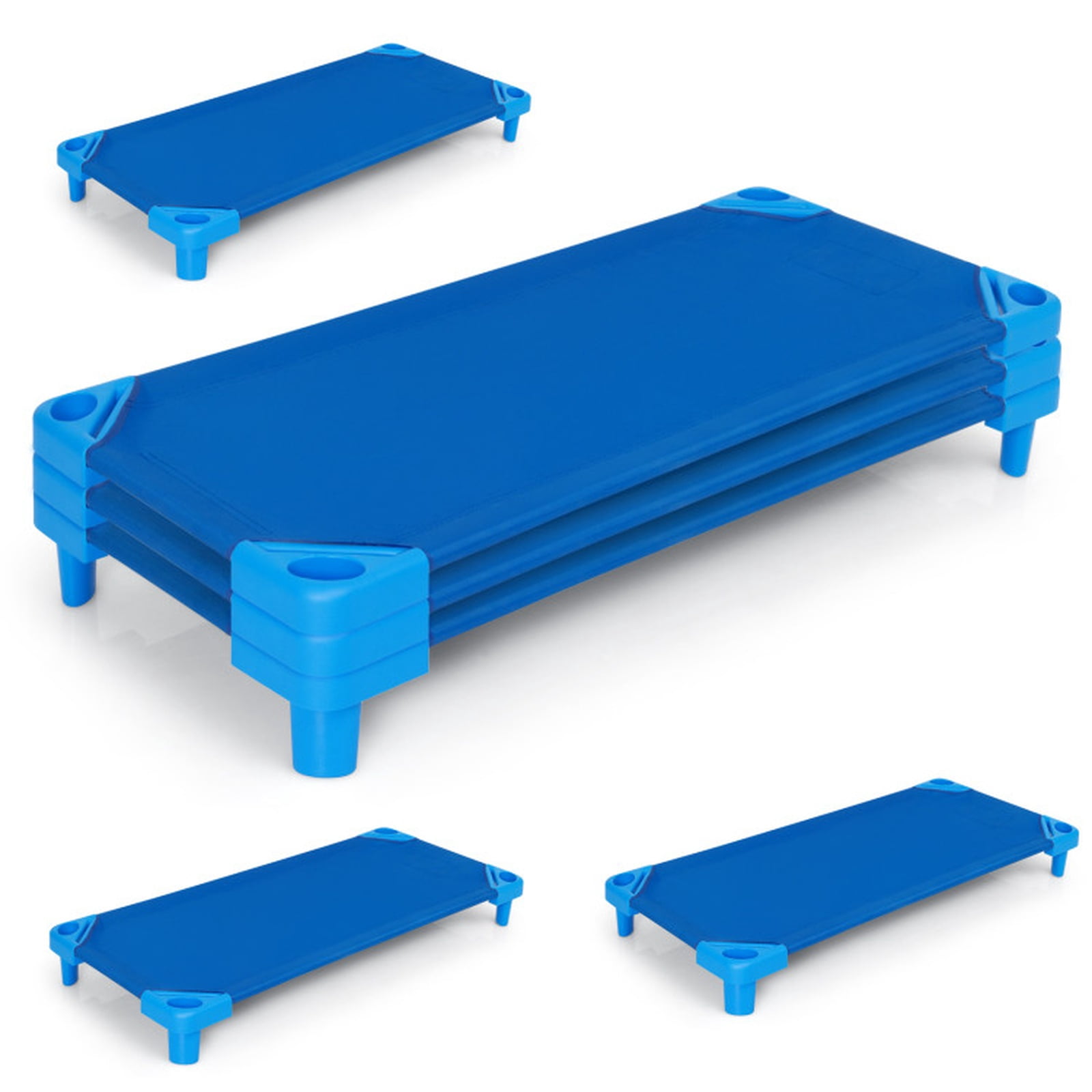 Furnibear Toddler Bed 52 x 23 Inch Pack of 6 Kids Stackable Daycare Rest Mat, Blue