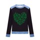 thumbnail image 4 of Mujeres de Manga Larga Tops Casual Cuello Redondo Día de San Patricio Impresión Denim Parche de Color Sólido Moda Superior, 4 of 5