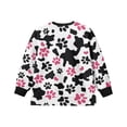 thumbnail image 5 of Xoenoiee Cow Paw Heart Print Girls Casual Pullover Top, Oversized Crewneck Sweatshirt with Side Slit, Long Sleeve Tunic Sweater Fall Outfits, Size 5-6 Years, 5 of 7