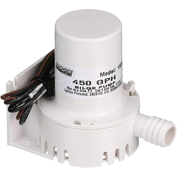 Seachoice Mini Marine Bilge Pump 19261 - 450 GPH 12V Electric - White