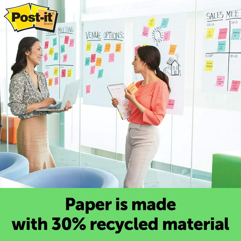 Post-it Super Sticky Easel Pad, 25 x 30 Inches, 30 Sheets/Pad, 2 Pads  (559RP), Large White Recycled Premium Self Stick Flip Chart Paper, Super  Sticking Power 