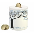 thumbnail image 1 of Winter Piggy Bank, Barren Tree Silhouette Snowflake Leaves Hand Drawn Interpretation Snow Season, Ceramic Coin Bank Money Box for Cash Saving, 3.6" X 3.2", Blue Black White, by Ambesonne, 1 of 4