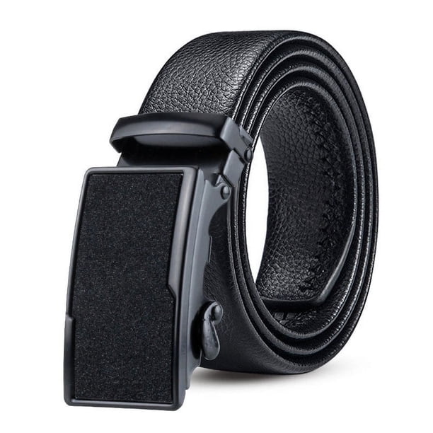 Cinturón de hebilla automática para hombre, resistente al desgaste y a los arañazos, de borde completo, cinturón de negocios para hombre, cinturón con patrón de lichi, uso versátil