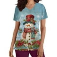 thumbnail image 5 of Feancey Merry Christmas Women's Scrubs Shirt Soft Cute Snowman Print Plus Size Scrub Tops Holiday Casual Short Sleeve V Neck Blouse with Pockets Multicolor 5XL, 5 of 5