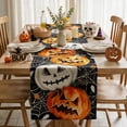 thumbnail image 5 of Smile Jack O Lantern Pumpkin Ghost Spider Halloween Table Runner Black 13 x 72 Inch, 5 of 8