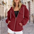 thumbnail image 4 of YWMJI Women Zip Up Hoodies Fleece Sweatshirts Oversized Soft Cozy Warm Long Sleeve Layering Jacket with Pockets Drop Shoulder Casual Coats Casual Track Jackets Fashion Workout Outfits Wine Xl, 4 of 4