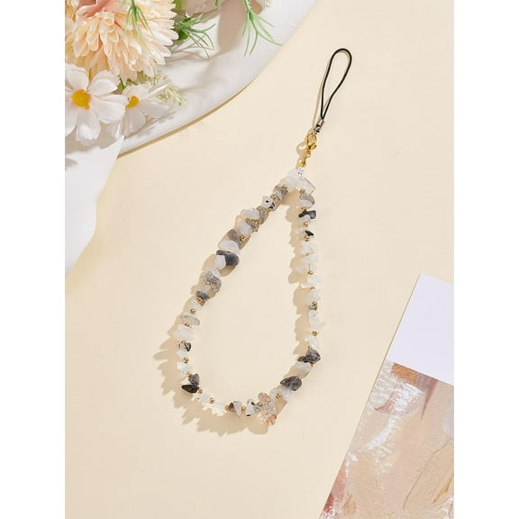 1 Pc Stone Decor Beaded Phone Strap Beaded Handsets Lanyard for Camera Keychain DIY Craft 215-220mm