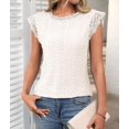 thumbnail image 5 of Women'S Tops Casual Crewneck Cap Sleeve Shirts Crochet Knit Texture Tank Top Blouses Color S, 5 of 9