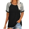 thumbnail image 2 of Dyfzdhu T Shirts for Women Plus Size Color Block Tops Loose Tunics Tee Short Sleeve Black, 2 of 7