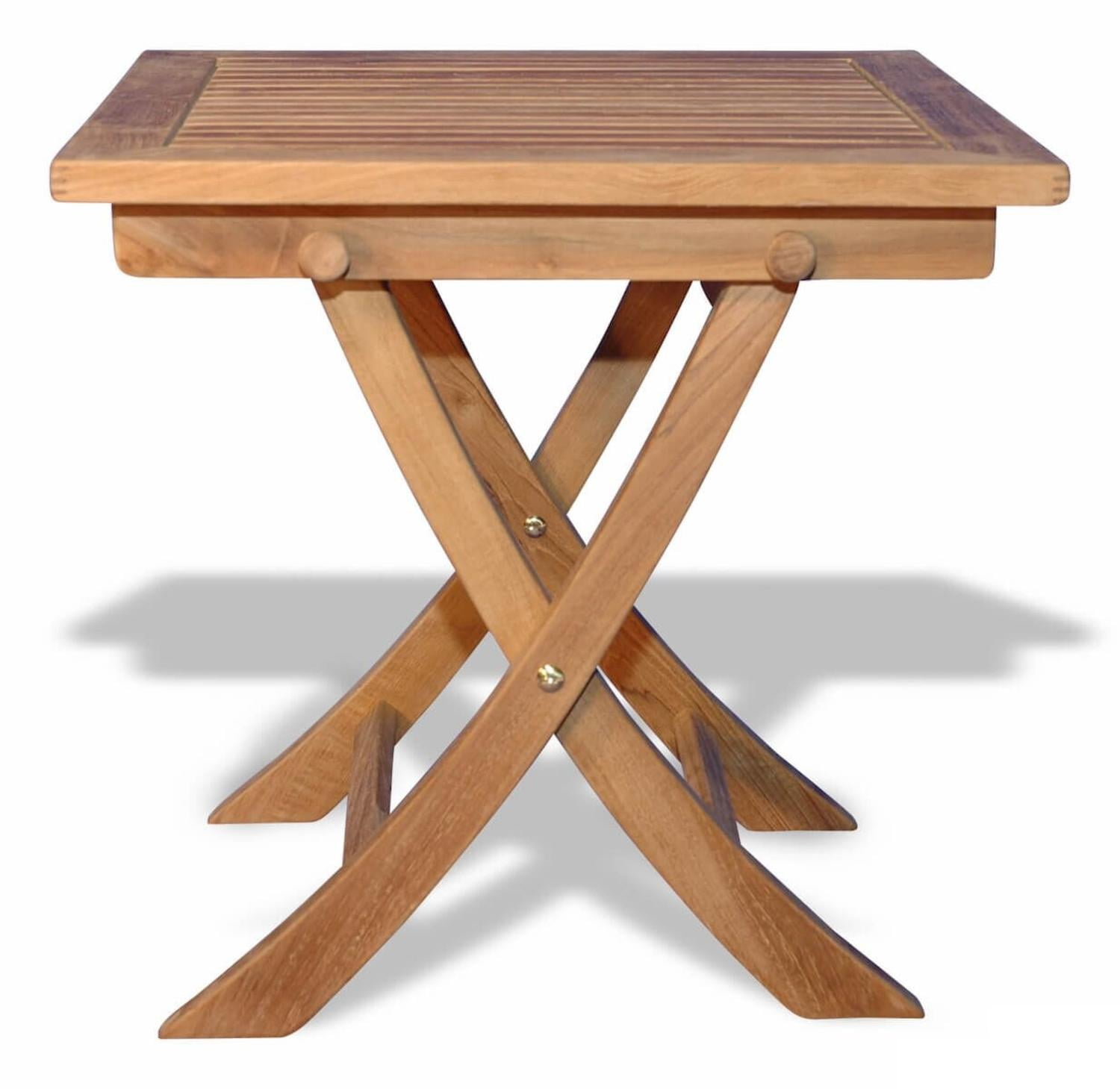 18.5" Natural Teak Wooden Square Outdoor Patio Folding Dining End Table
